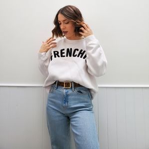 FRENCHIE H&M White Crewneck Sweater